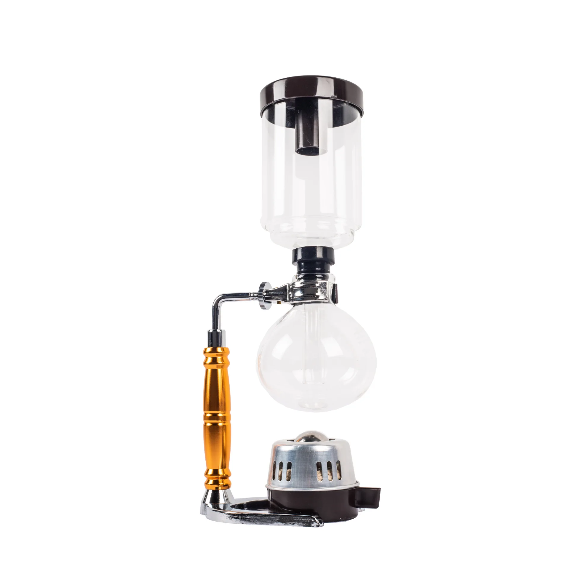 Home Office Borosilicate Glass Coffee Tea Maker 3-5 Cup Professional Siphonic Pot With Gold Handle