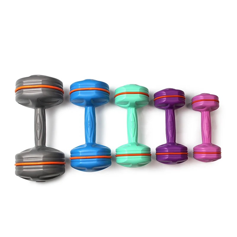 Colorful Plastic Sand-Filled Dumbbell 2kg Weight Home Use Fitness Equipment for Women