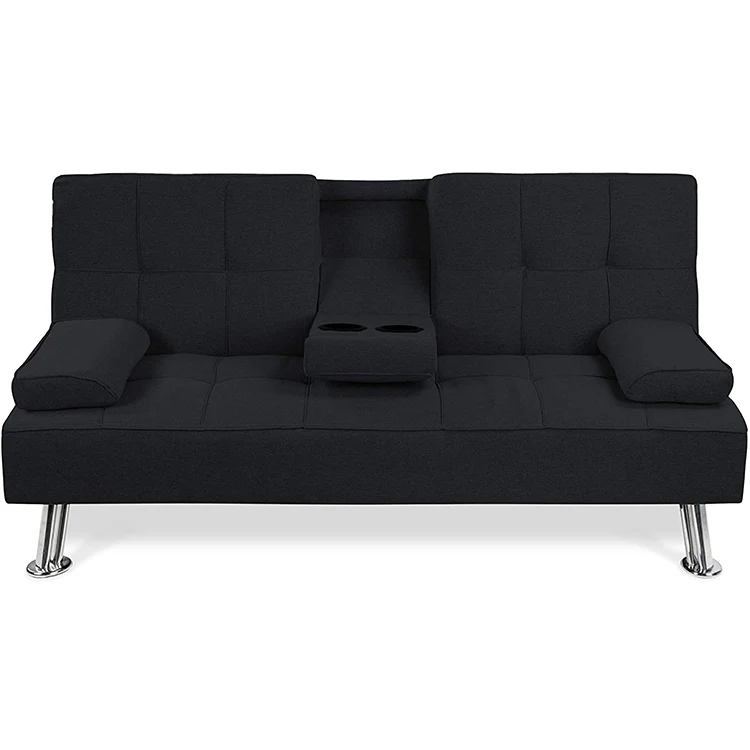 Linen Upholstered Modern Convertible Folding Futon Compact Living Space Apartment Dorm Sofa Bed