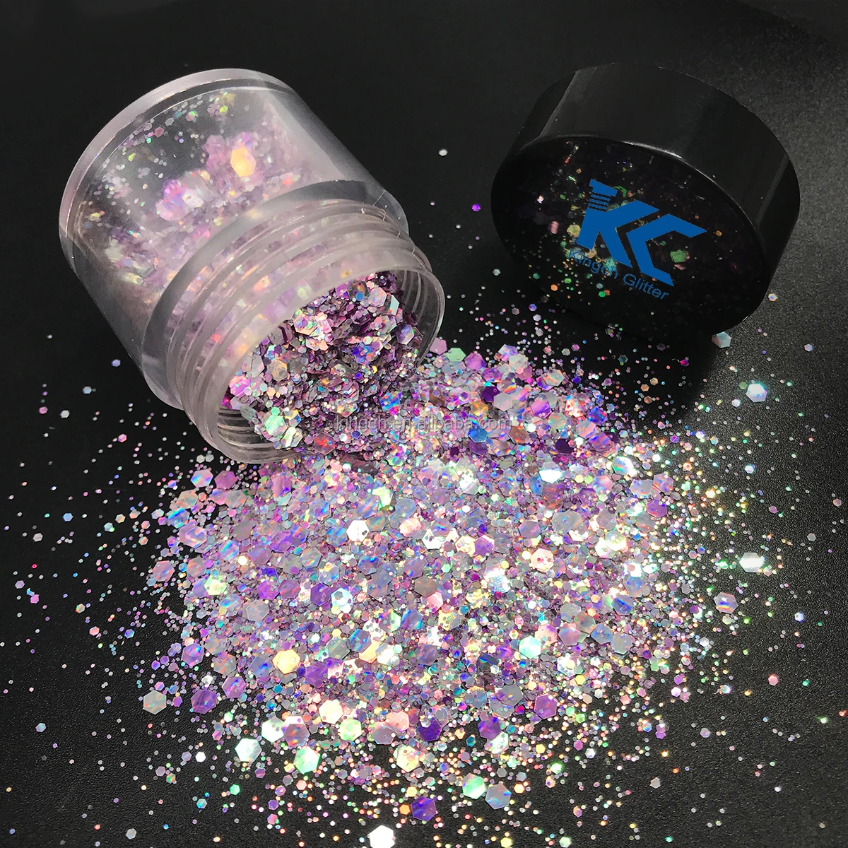 Holographic Laser Purple Flakes Chunky Mixed Size Glitter Powder