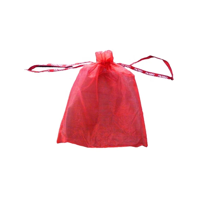 Customized Size 5x7/7*9/9*12 Organza Bags Red Flower Stamping Moon Star Organza Bag
