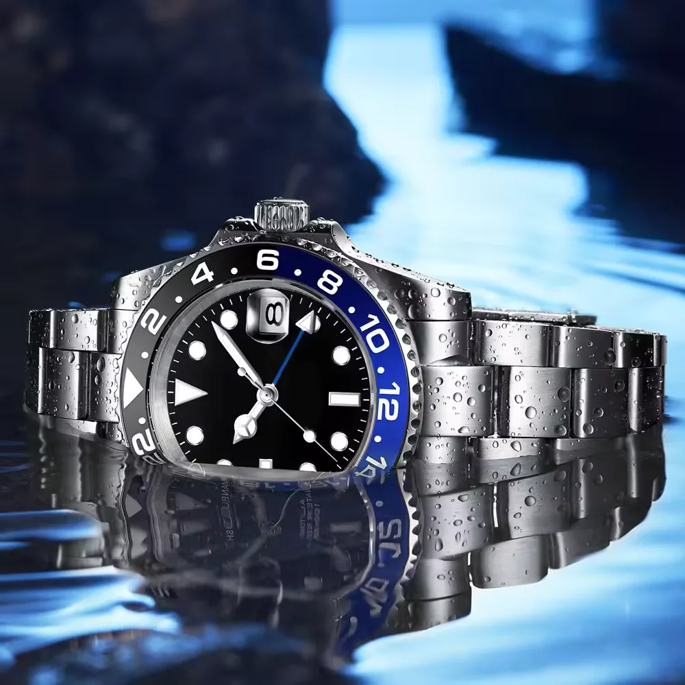 Customized 40 mm GMT Automatic Men Watch Ceramic Bezel Sapphire Crystal Luxury 3285 3186 Men Mechanical Watches