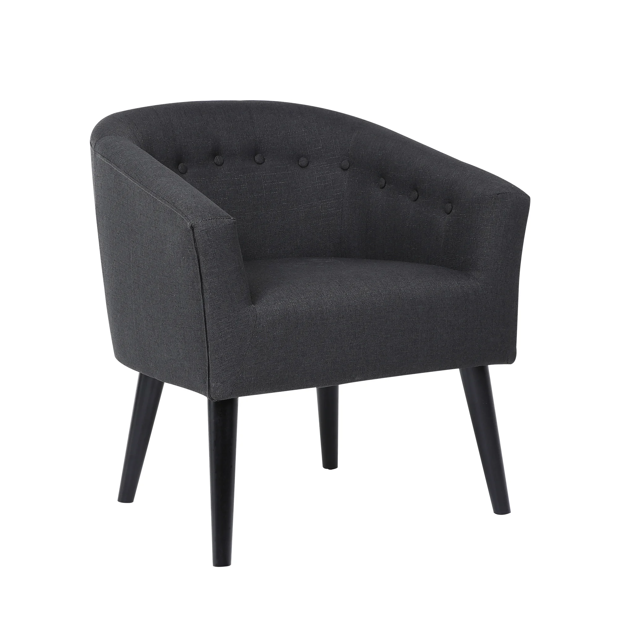 
Round Back Fabric Upholstery Dining chair with Button Tufting, Leisure Chair, 2PCS 