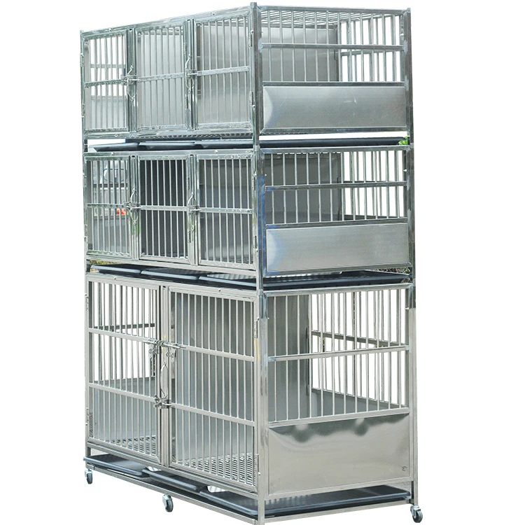 LIZE Heavy duty Combination pet cages stainless steel cat and dog display cages large 3 layer 8 doors medium and large pet house