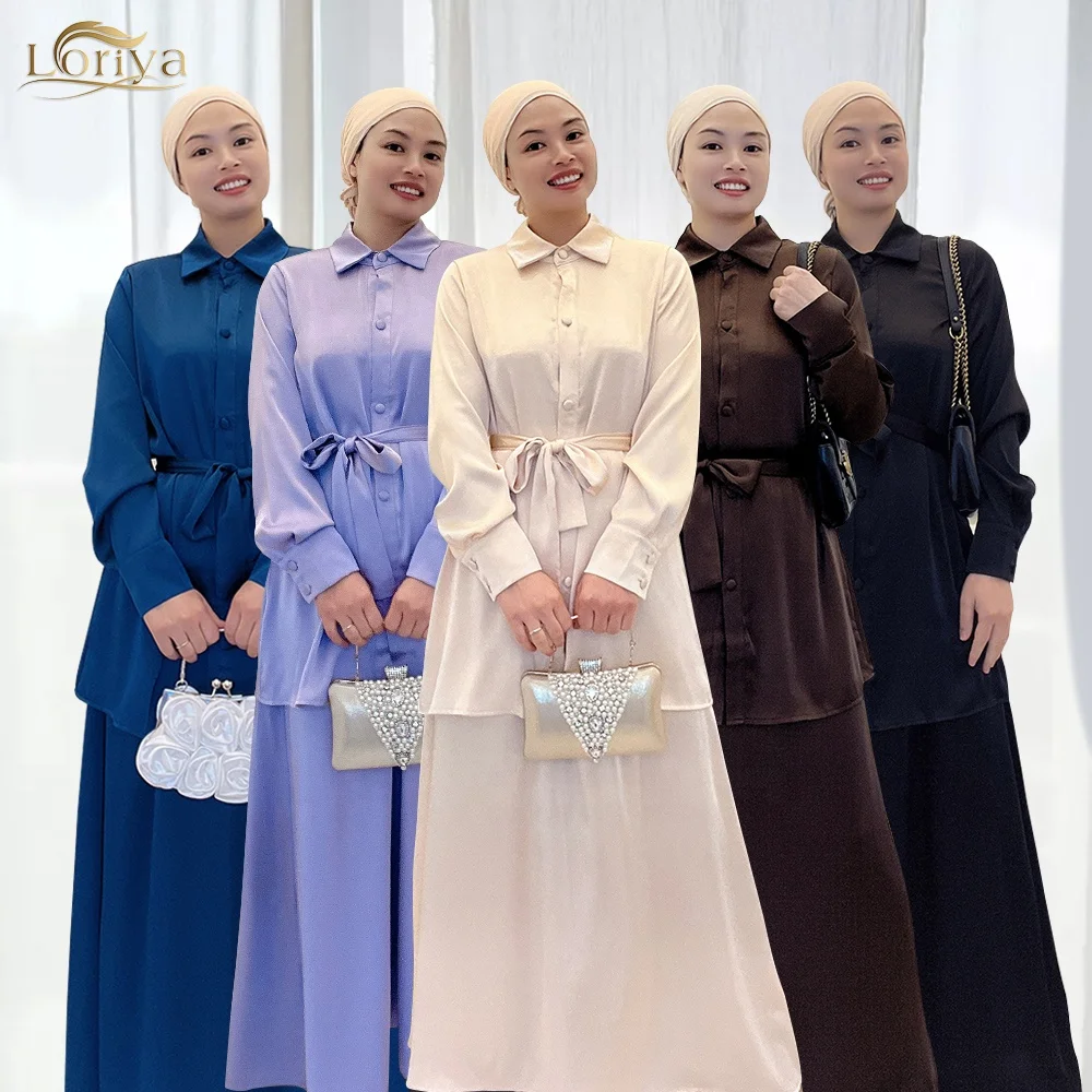 2023 EID  Modest Set Top And Skirt Two Pieces Abaya Islamic Clothing For Muslim Girls Abaya Suit