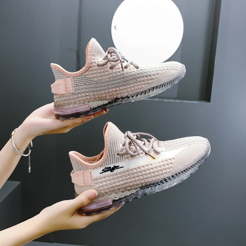 Летняя вязаная спортивная обувь с верхом, женские модные кроссовки, повседневная обувь на подошве радужного цвета