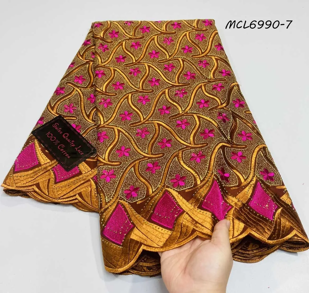 2024 Latest lafaya Swiss voile Lace Fabric 100% Cotton Embroidery High Quality African French Cotton Laces Fabrics 5 Yards