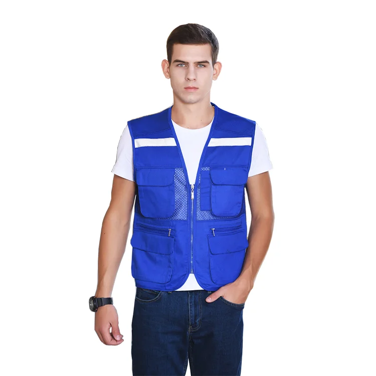 Safety Workwear Vest With Mesh Pocket Men Fishing Vest With Mesh