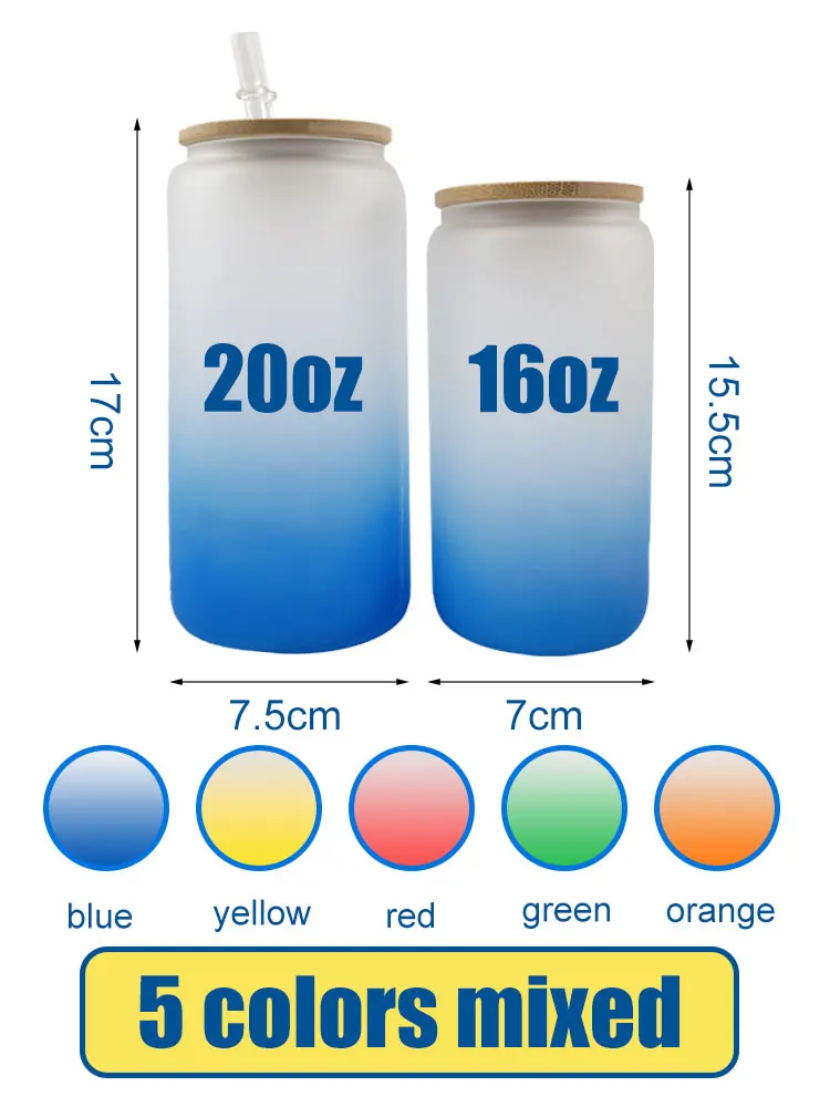 Us warehouse 20oz frosted glass mug custom logo hand blown Double Wall Clear Borosilicate Glass Cup