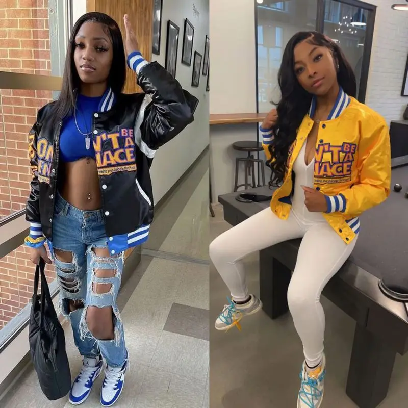 Autumn 2022 New Arrivals Women Streetwear Fashion Letter Baseball Jacket Women Casual Bomber Baseball Versity Jacket
