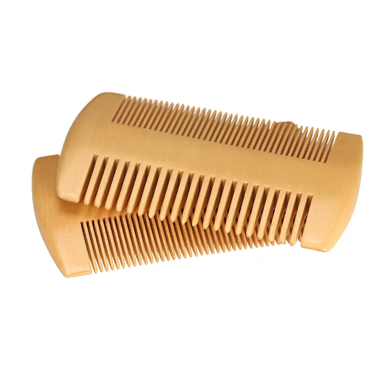 Private Label Natural Peach Wood Pocket Size Beard & Mustache Comb Travel-Friendly Comb for