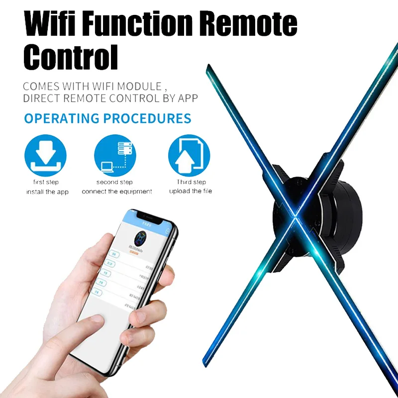 1600*960dpi 72cm Indoor Advertising Hologram 3d Holographic Naked Eyes 3d Led Fan With Wifi App Control