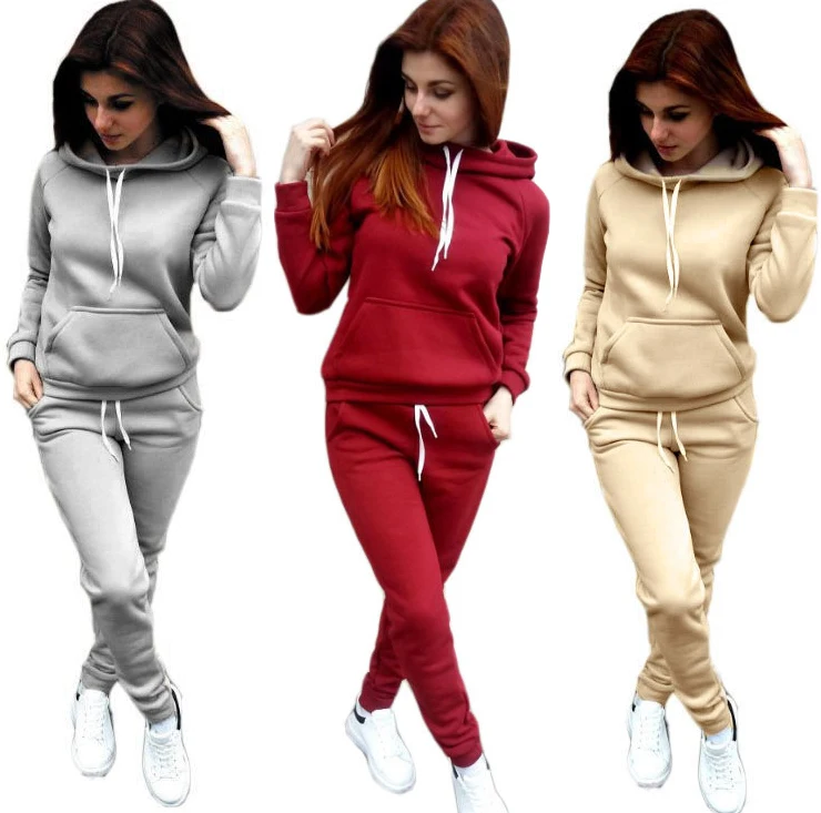 LLDRESS Wholesale Custom Athletic Wear Tracksuits 100 Polyester Hoodies 2 Piece Set women