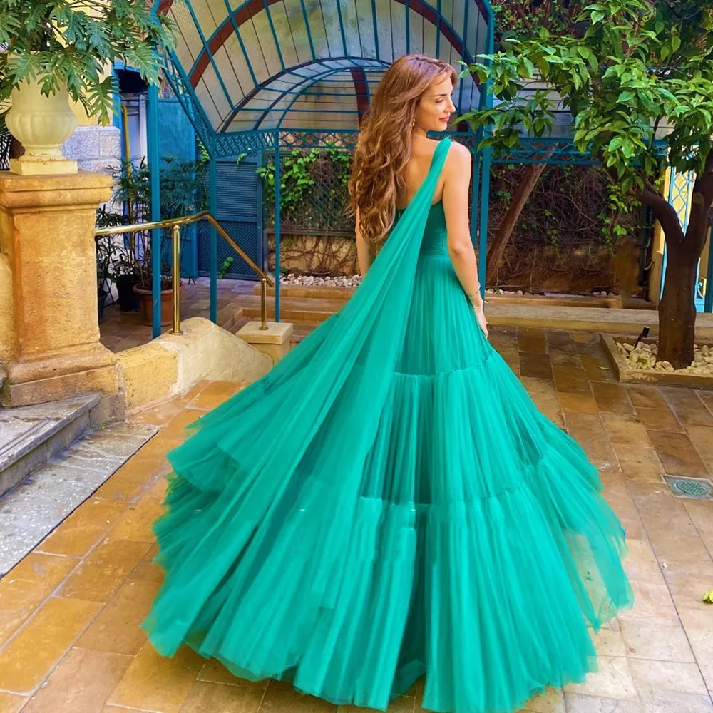 Dress Skirt Open Back Long Fluffy Gauze Dinner Party 2022 New Cocktail Party One-Shoulder Dress