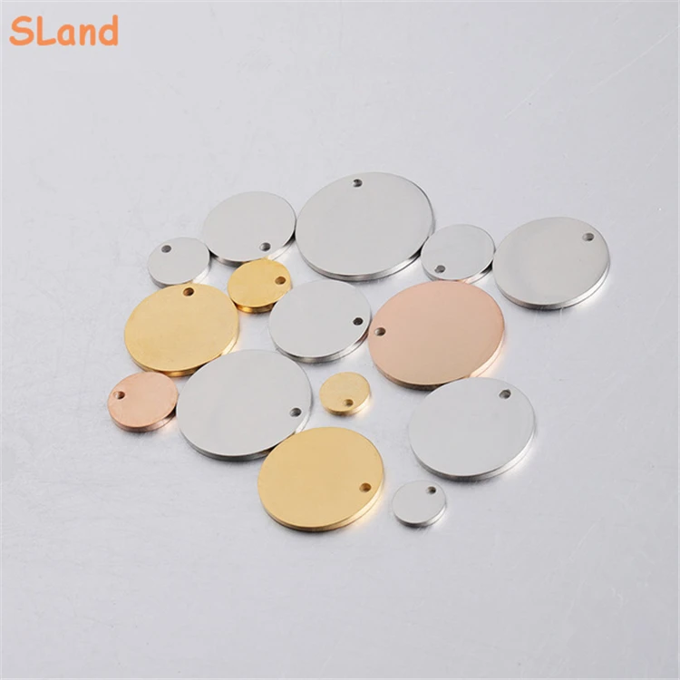 SLand Engravable Jewelry Manufacturer Wholesale Engraving Products Blank Charm Disc Pendant Custom Stainless Steel Logo Tags