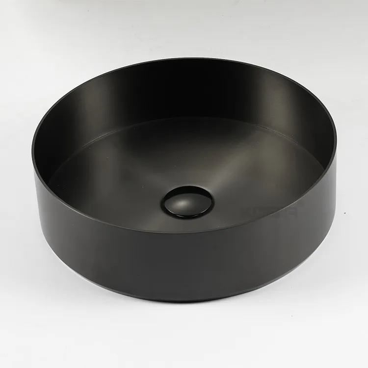 Luxury design 304 stainless steel gun metal round fancy above counter cabinet bathroom sink