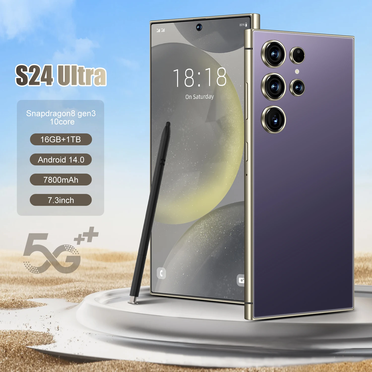 Clone S24 Ultra 5G Dual SIM Smartphone 16GB+1TBGB AI Smartphones LTE Cellular Mobile Phone English Spanish Operating Languages