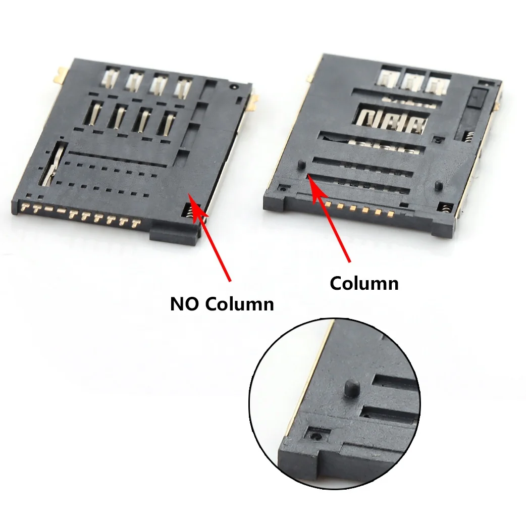 sim card connector 8pins KF016 Copper Plated black Push Sim Card Connectors