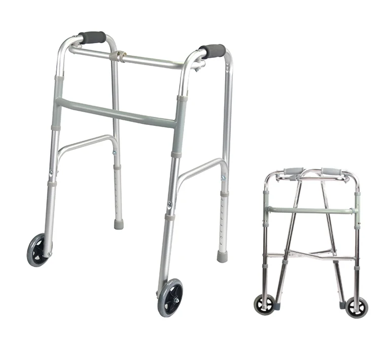 Height Adjustable Aluminium Foldable walking through scaffolding frames With wheels for the elderly