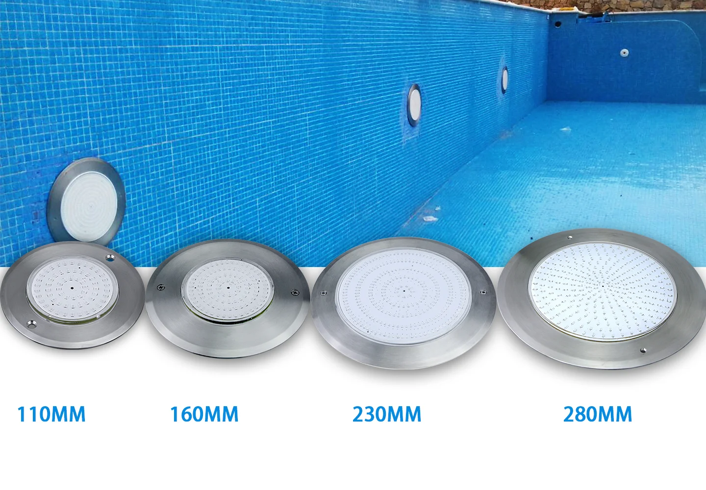 8mm thickness Slim Flat 18W RGBW Wifi 316 stainless steel swimming Pool lamp IP68 LED underwater light