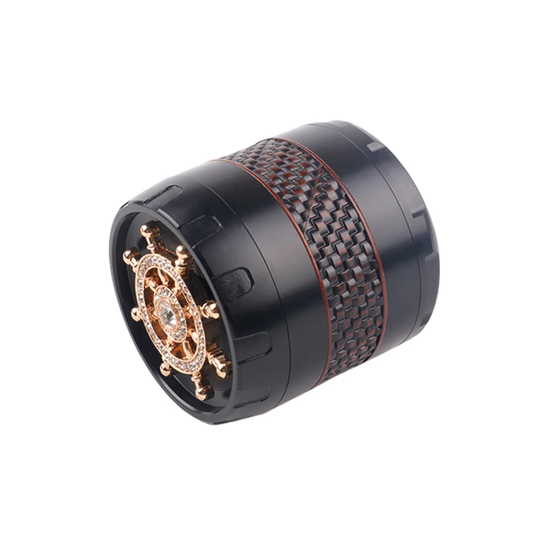 Gunter Wholesale Zinc Alloy Dry Spice Crusher Machine High Quality 60mm 4 Layers Black Rudder Tobacco Herb Grinder