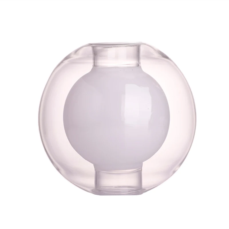 Custom Hanging Hand Blown High Borosilicate Double Layered Round Glass Lamp Shade