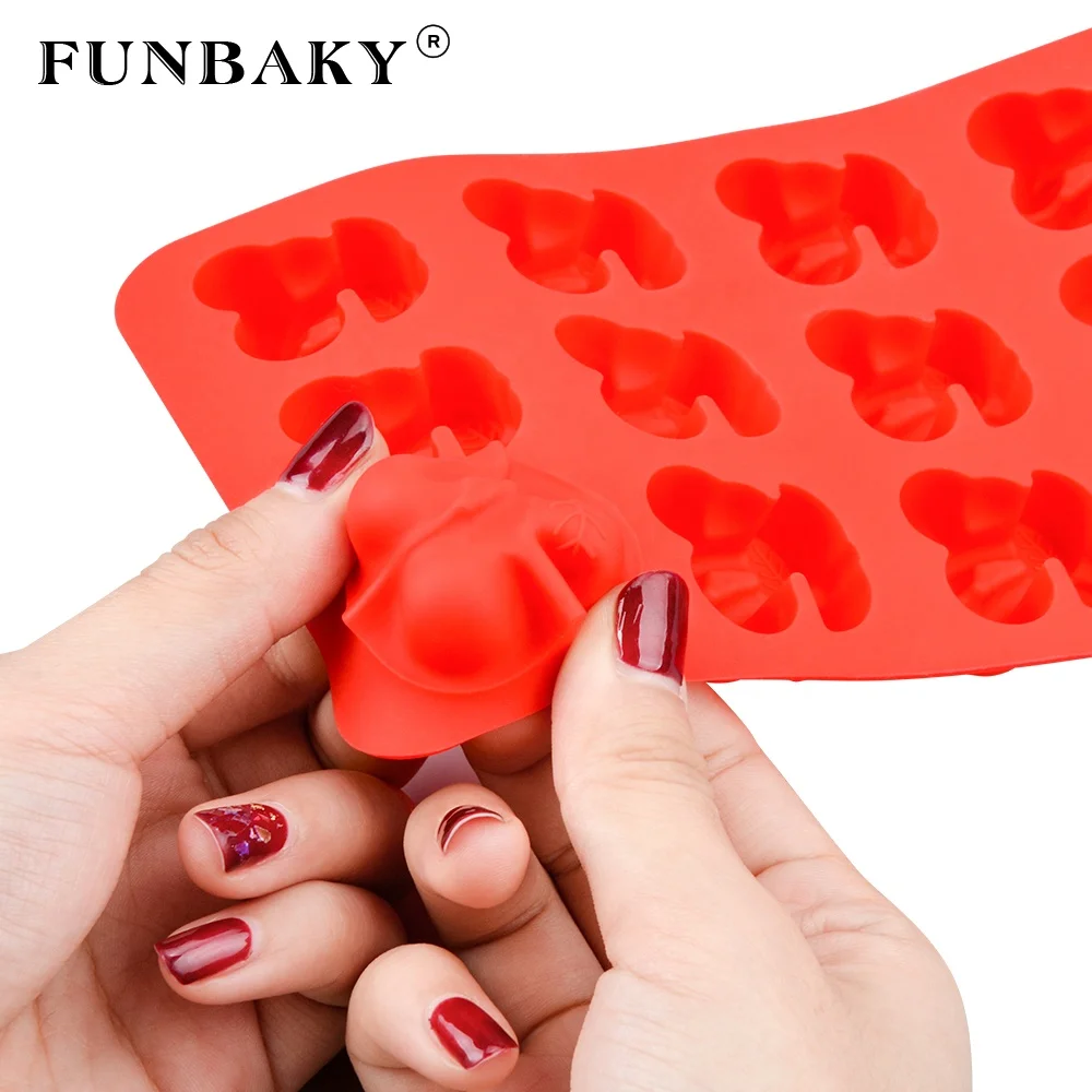 
FUNBAKY BPA free candy making tools cherry shape chocolate mould silicone DIY soft sweet gummy handmade tools 