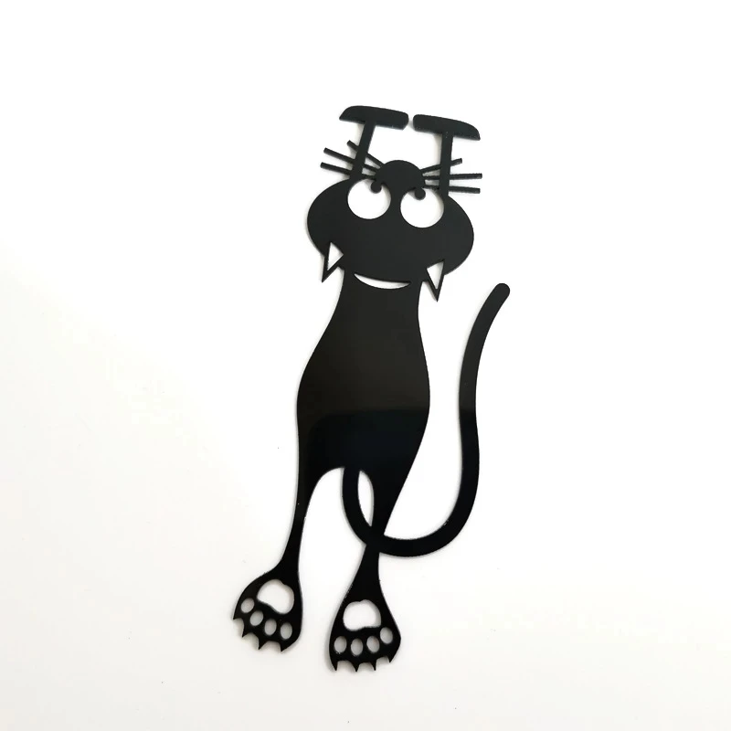 Wholesale Kawaii Black Cat Bookmarks for Books 3D Plastic Cute Animal Book Mark