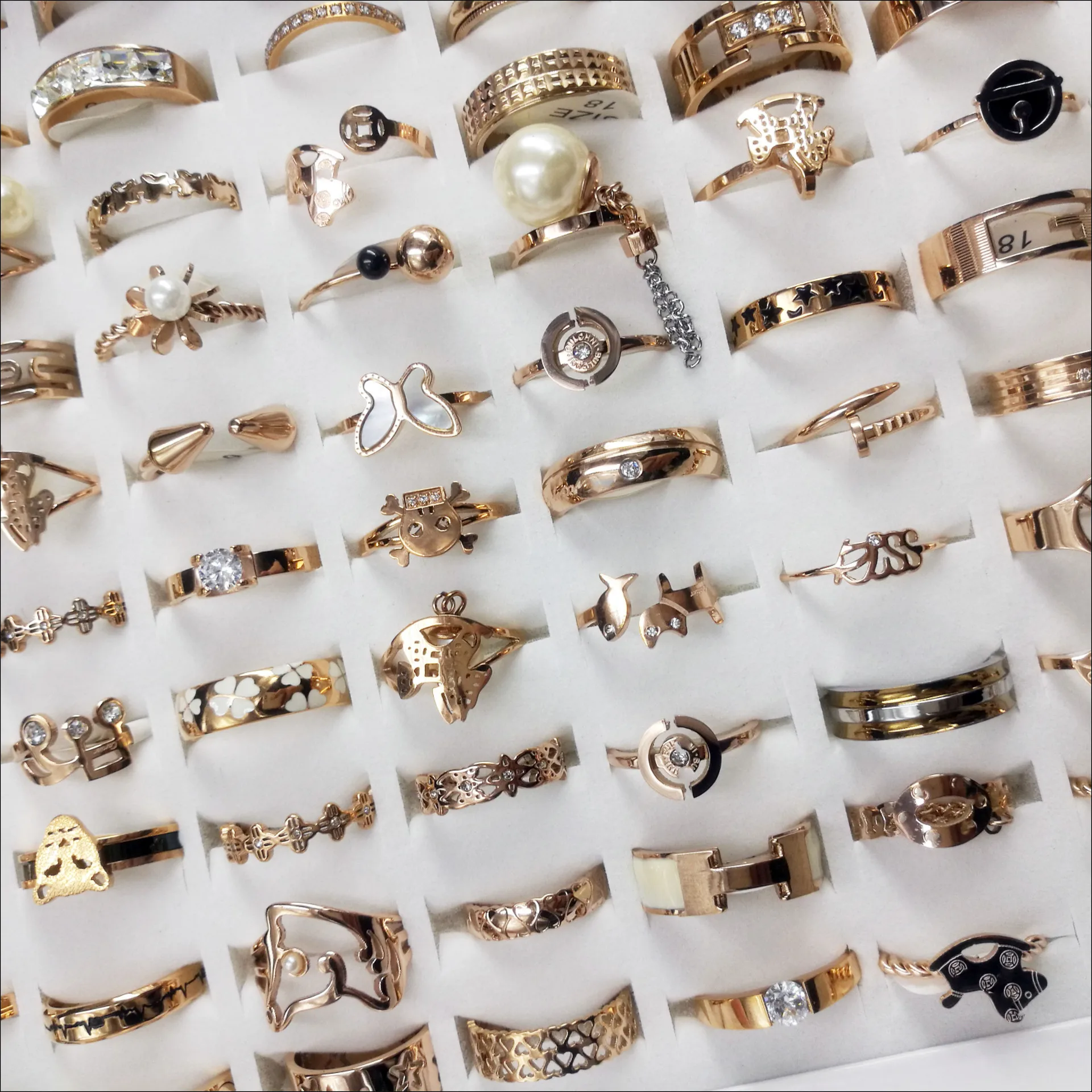 Wholesale bulk cheap rose gold stainless steel rings men women bulk lot mixed designer rings