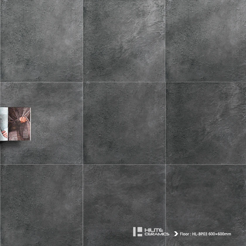 Non Slip Gray Colour Glazed Rustic Floor Tiles Bathroom Living Room Ceramic
