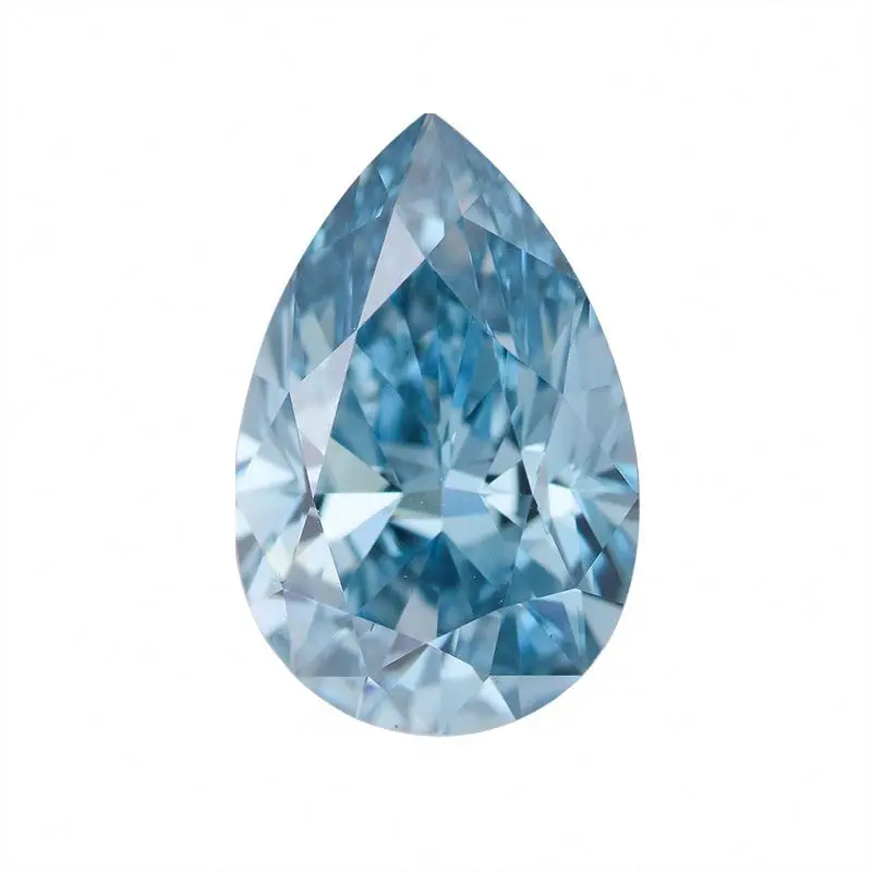 fine gold jewelry 1.2ct fancy intense pear brilliant cut blue color CVD color lab grown loose diamond for rings women