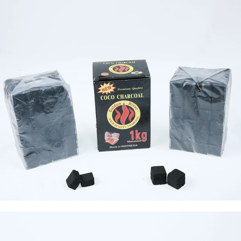 custom low price no smoke 1kg Golden River shisha hookah coconut shell charcoal