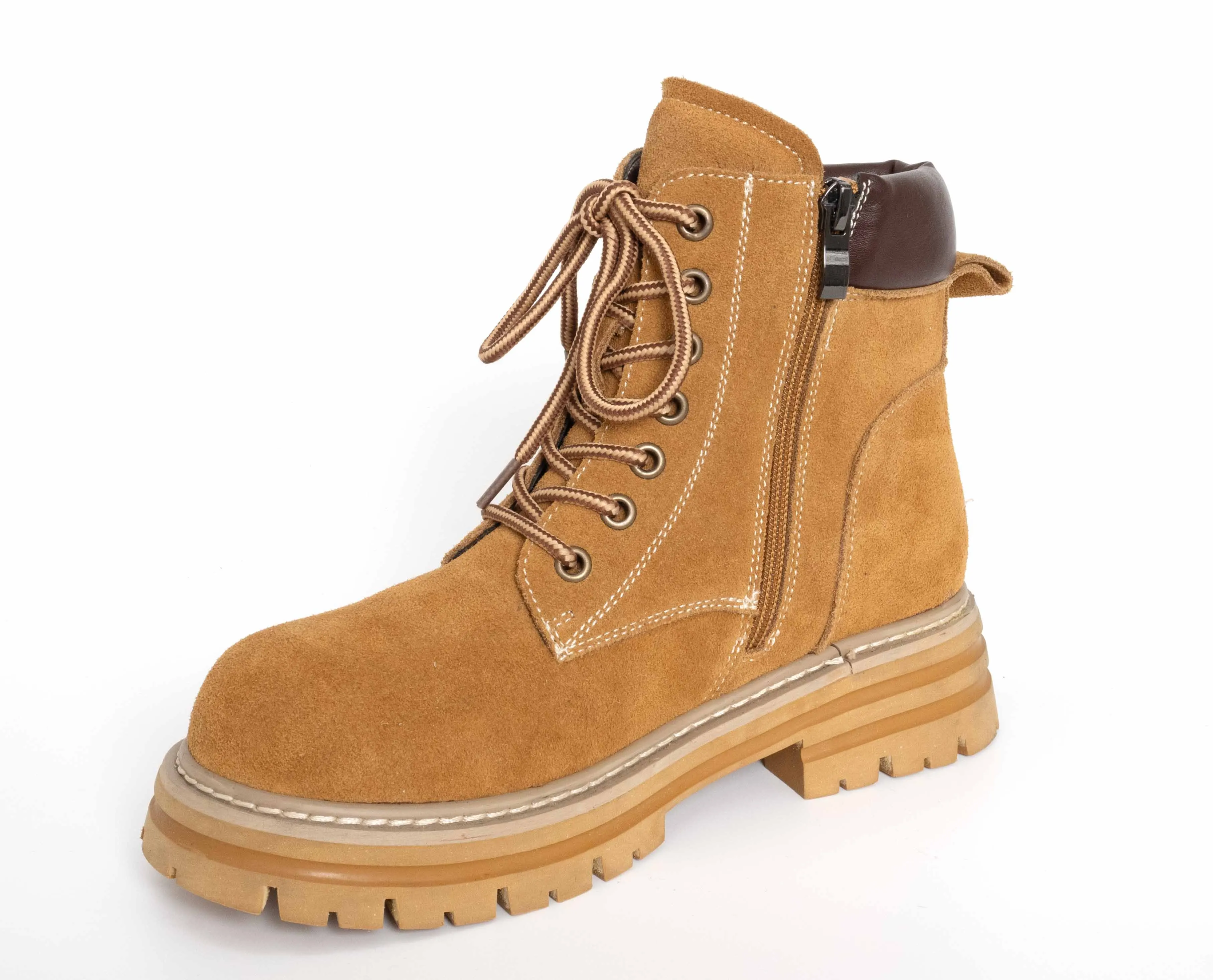 YZY wholesale OEM women Khaki Cow suede Timber-style ankle martin shoes and boots