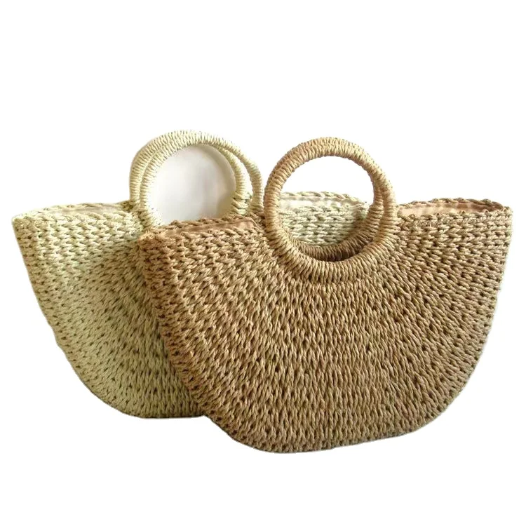 straw bag bohemian women fashion handmade handbag bucket summer beach bag