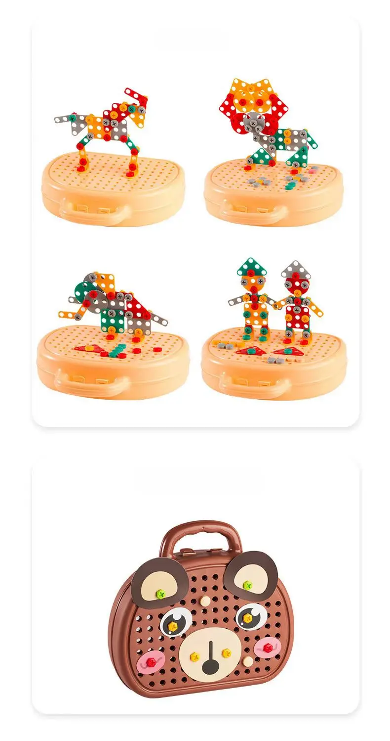 Children Drill Toolbox Driller Games Tool Toy For Boys 4 6 Years Old Screw Puzzle Kid Pretend Play Toys Gift