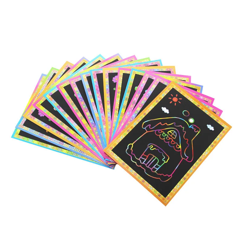 Новая креативная детская ручная работа «Сделай своими руками» Радужная царапина бумага граффити красочная живопись игрушка