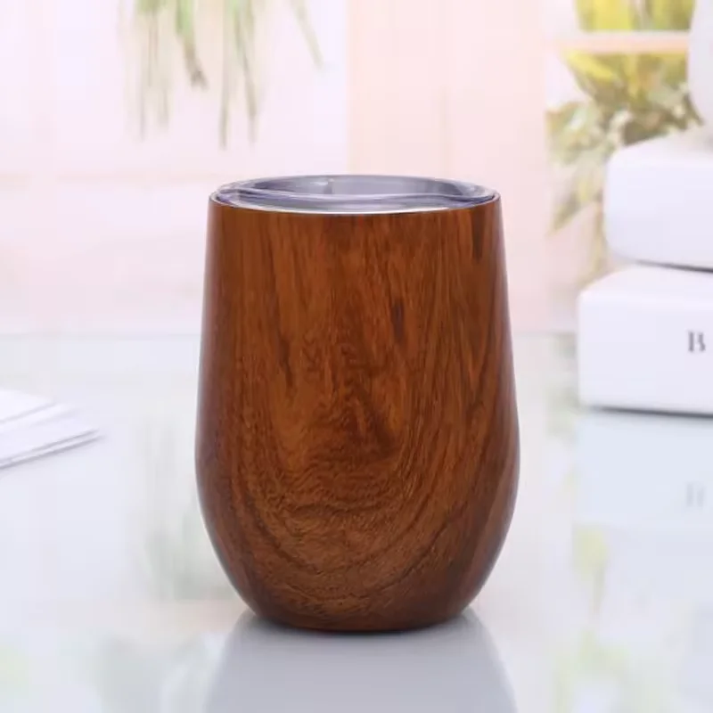 12oz Stainless Steel Egg Tumbler Double Wall Insulated Wine Cup with Lid Small Size for Coffee or Tea Mugs