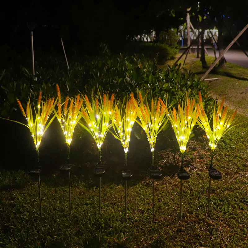 Solar Flowers Lights Outdoor Decorative Wheat Ear Solar Garden Stake Lights for Patio Lawn Yard Pathway