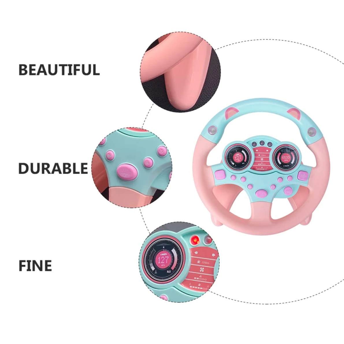 HY New Arrival Children Puzzle Simulation Driving Light Musical Educational Baby Steering Wheel Toys For Kids