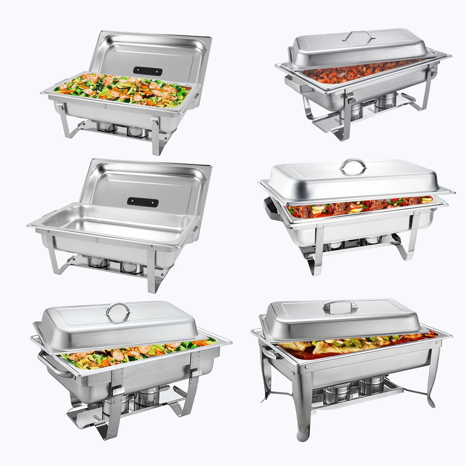 Factory Outlet Thickening Square Buffet Stove Food Warmers Buffet Chafing Dishes High-Quality Food Heater Food Display Warmer