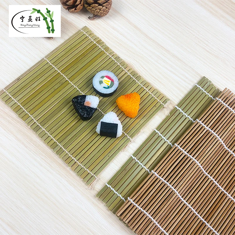 High quality natural green color bamboo sushi rolling mat sushi tool size 24cm*24cm direct factory price Green Color Sushi Rolli