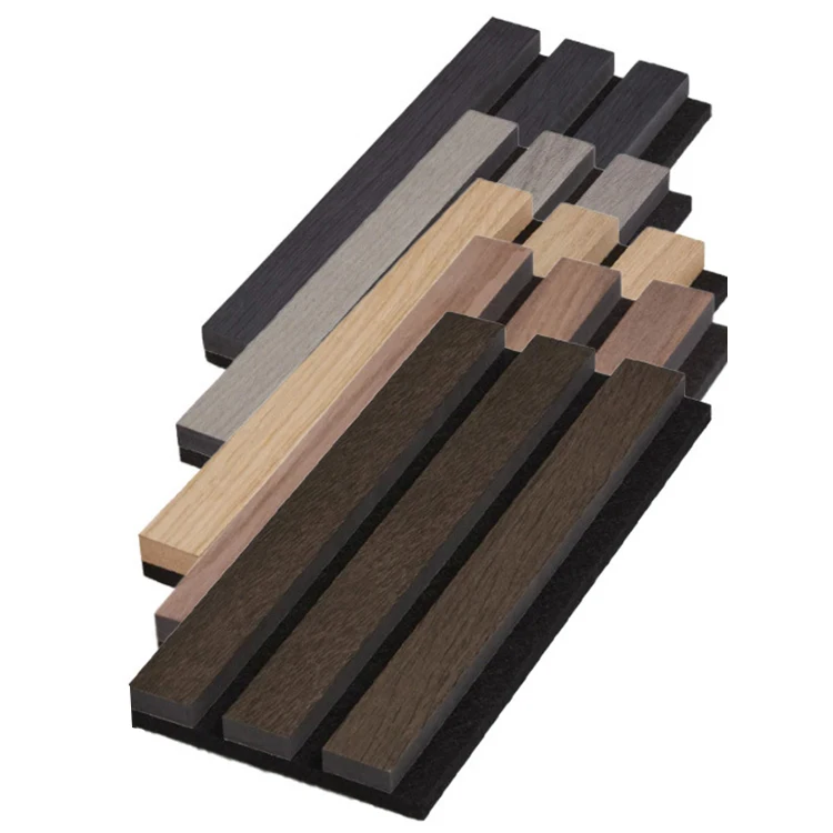 Hot Selling Home Office Decorative Fireproof Sound-absorbing Polyester MDF Slatted Acoustic Wall Floor Panel