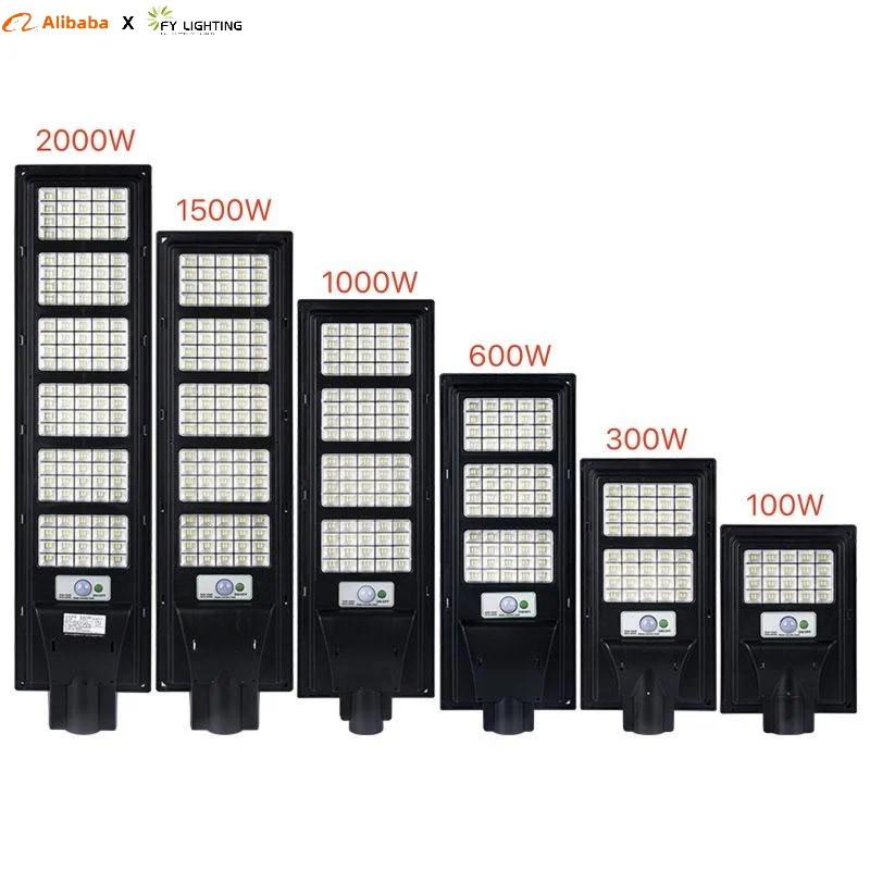 1000W SMD Solar Street Light IP66 Waterproof Smart Lighting for Outdoor Roads ABS Body UL ROHS GS Certified DC Power Supply