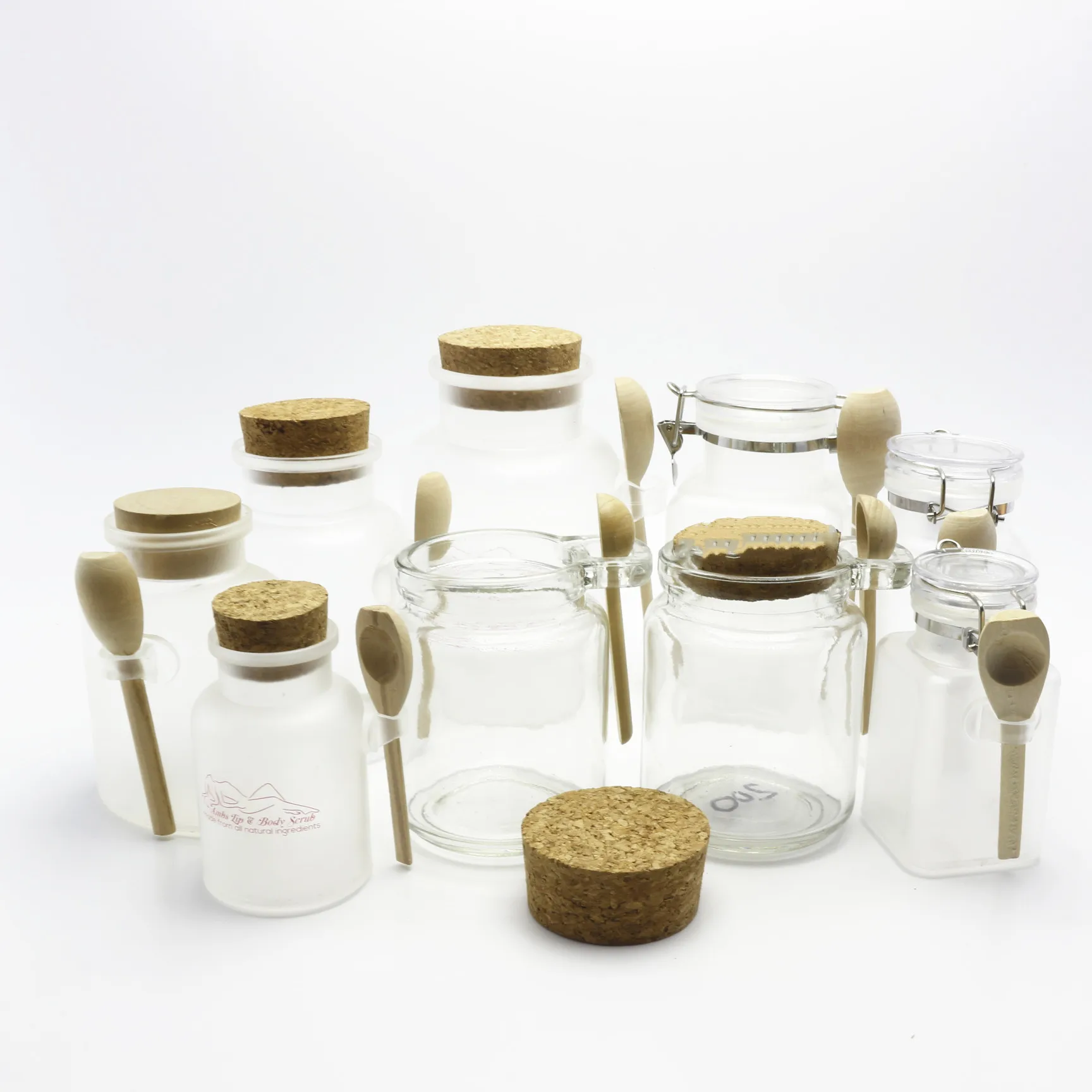 Empty honey  salt plastic jar pp packaging container with wooden lid cosmetic  ABS -131K