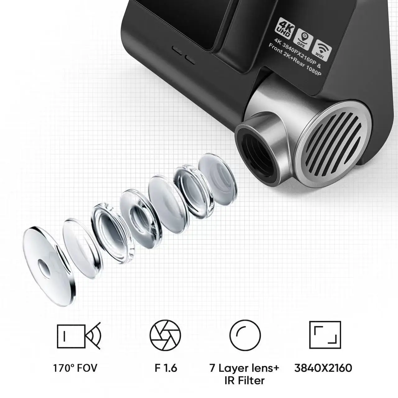 4k dual lens 3.0 IPS Screen wifi dash cam  for bmw dash cam 12 inch car mirror dash cams front and rear 1080p