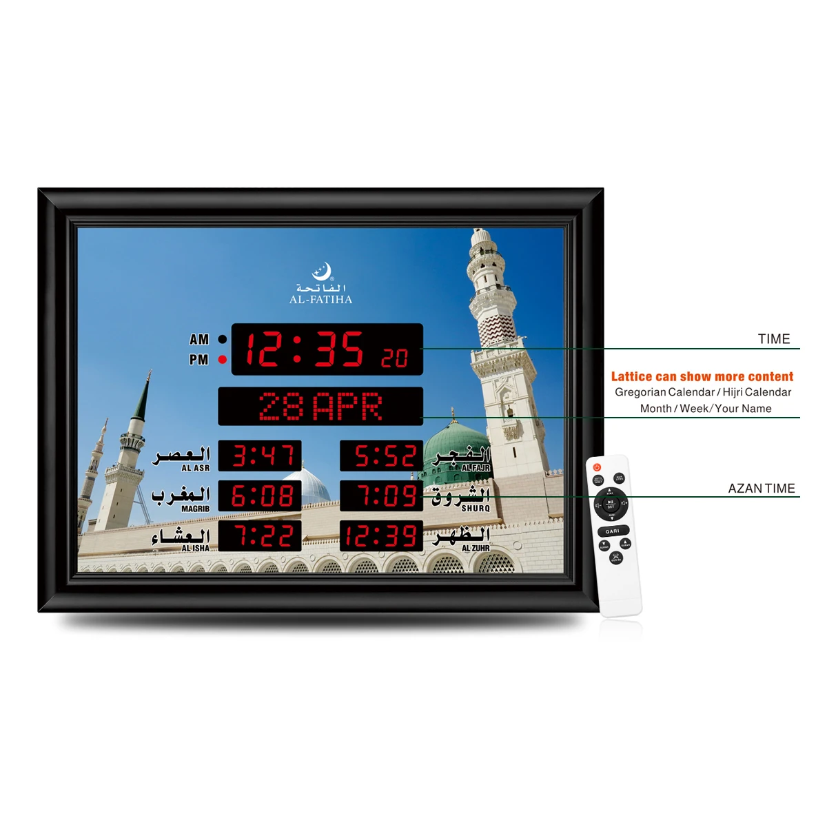 Sound Speaker Quran Player LED Muslim Prayer Time Wall Clock Brand-new Mosque Digital Azan Clock L40 Big Screen Display