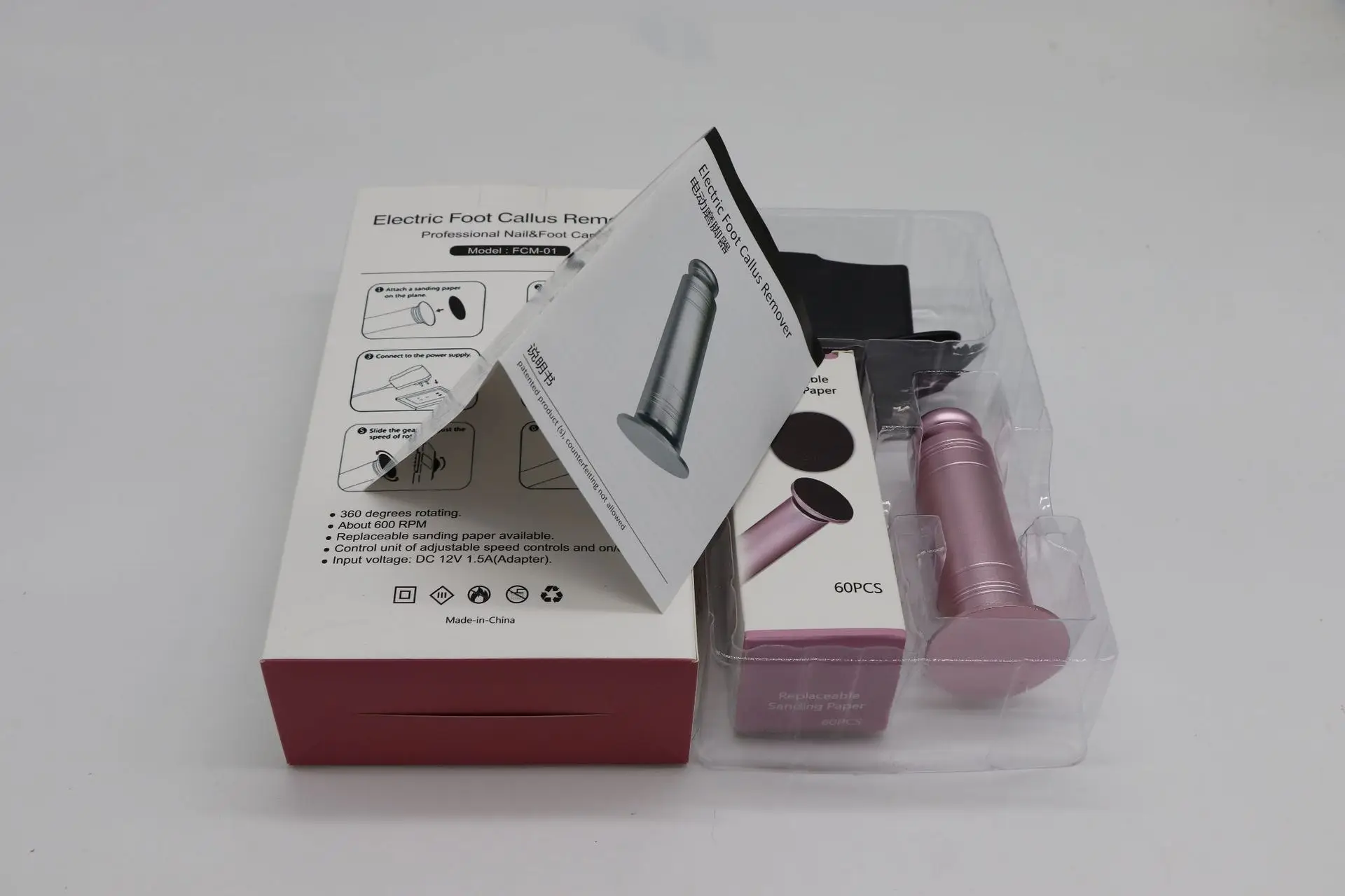 Professional Foot Care Remove Dead Skin Foot File Electric Feet Callus Remover with 60 Pieces Callus Remover Disc Replacement