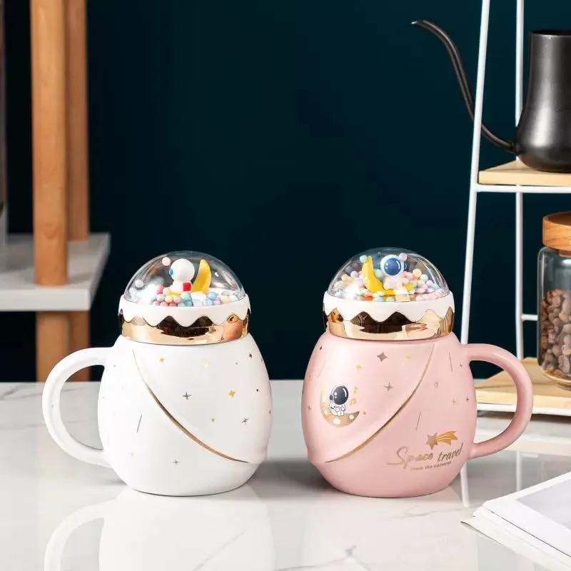 MSH Cute Cartoon Planet Ceramic Mug Christmas Pot Belly Coffee Cup Birthday Gift