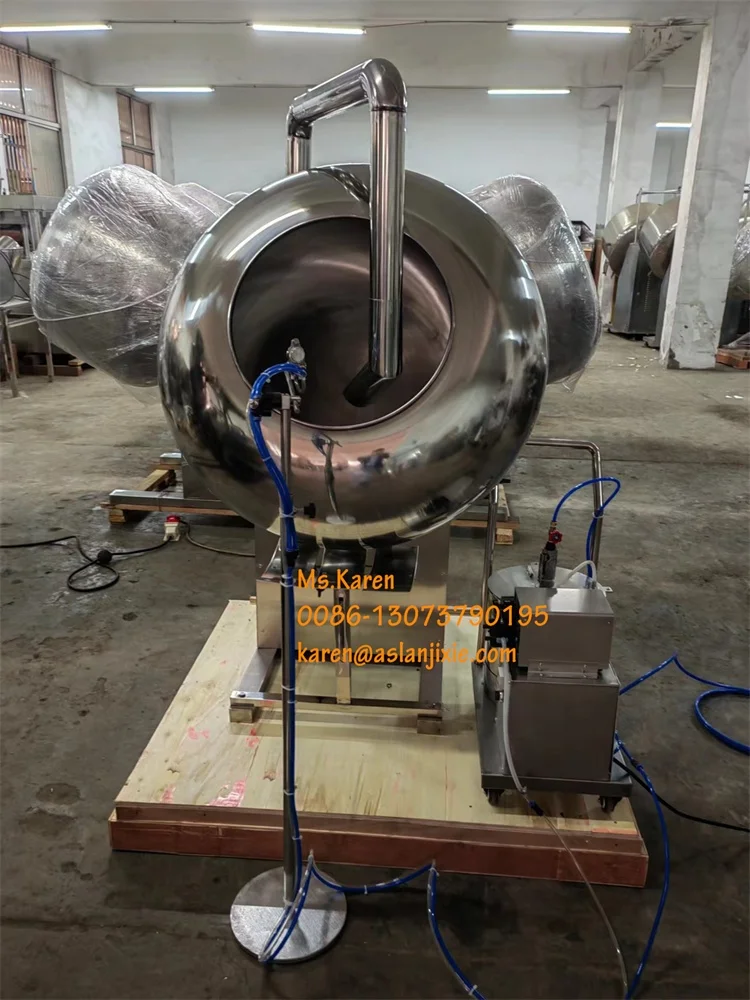 Automatic Tablet Film Coating Machine Snacks Chocolate Spraying Coating Machine