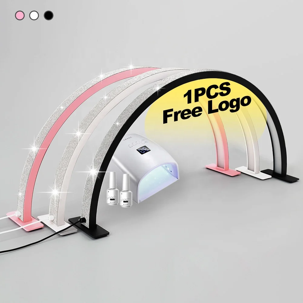 Customized LOGO 48W Energy-Saving and High Brightness Portable Led Manicure Desk Light Half Moon Crystals Nail Desk Light